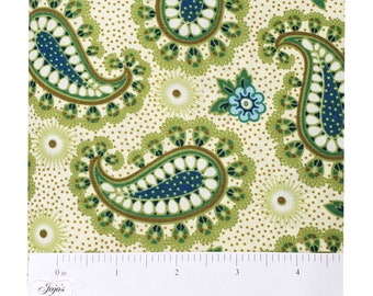 Petals N Paisleys, Green/Blue Paisleys by SmithnMilligan for Quilting Treasures, Tight Woven Cotton Fabric & Free Photo Pattern SKU 20993