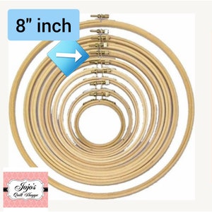 Embroidery/Needlework Hoop 8&quot; inch by Colonial Needle, Round Edge Wooden Hoop with Spring Tension CNEH-8