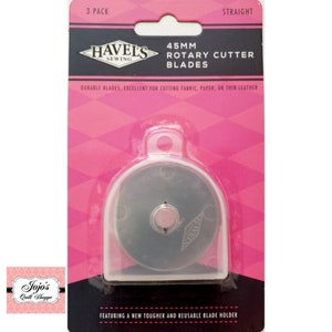 Havel&#39;s Straight/Flat 3- Blades (Replacement) 45mm, Blade Refills - Package of 3 for Masks, Sewing Quilting Embroidery Dressmaking SKu 32001
