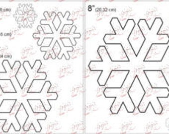 CHRISTMAS One Dollar Adobe PDF Download then Unlimited Print! SHAPES-Snowflakes 2", 4", 6", 8" Trace, Template, Guide, Color, Cut-out, Sew