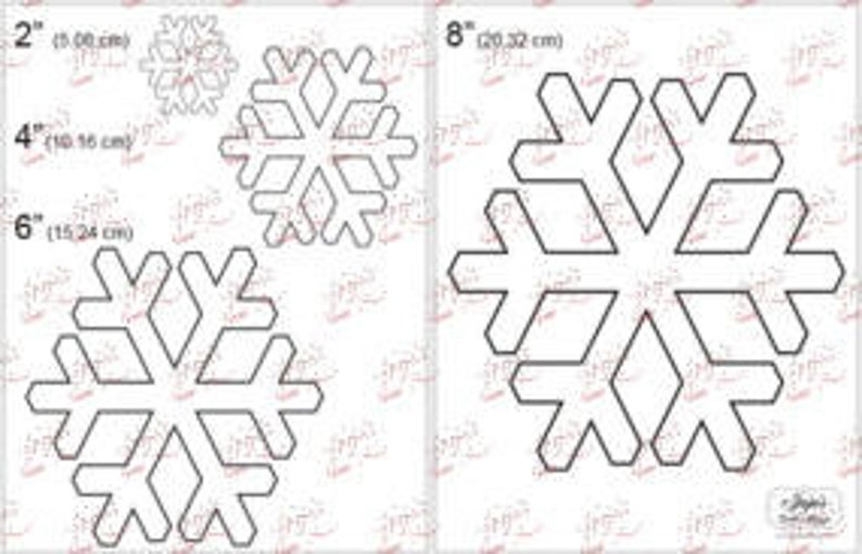 CHRISTMAS One Dollar Adobe PDF Download then Unlimited Print SHAPES-Snowflakes 2, 4, 6, 8 Trace, Template, Guide, Color, Cut-out, Sew image 1