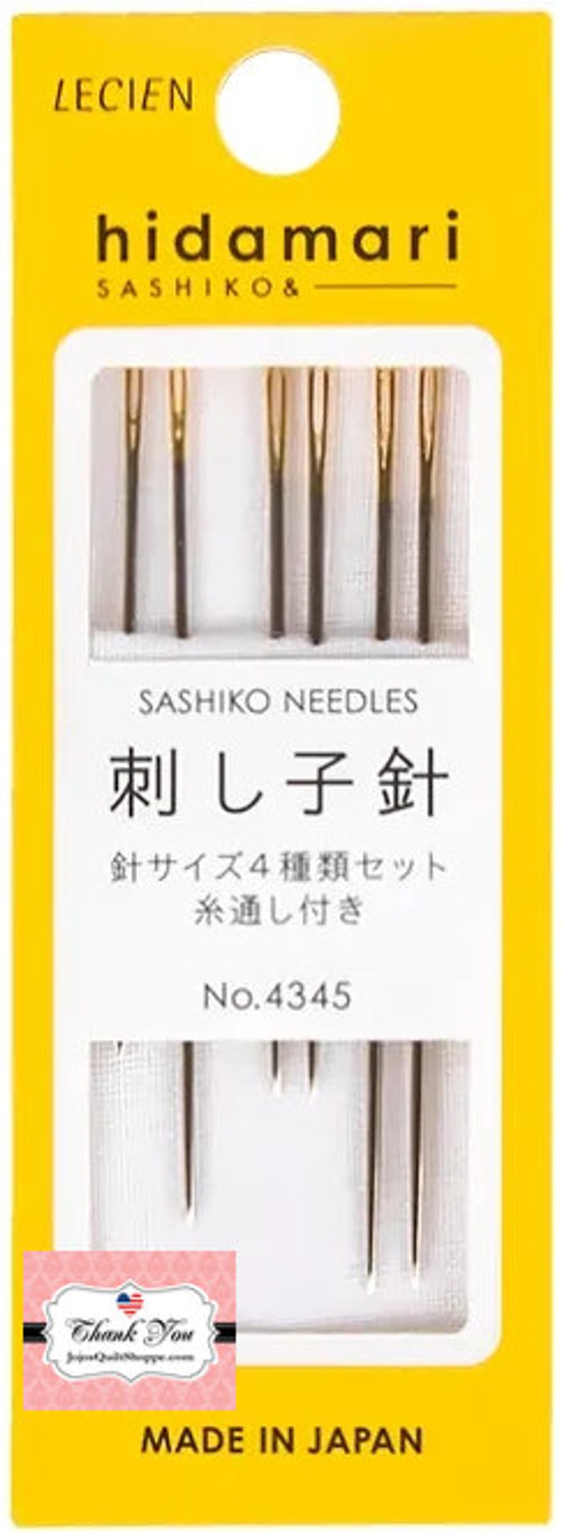 Hidamari Sashiko Assorted Needles and Threader 6 needles to use with Cosmo Embroidery Floss by Lecien of Japan 4345 image 2