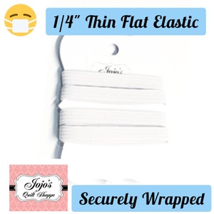 Thin White Flat Elastic 6.3 mm (1/4 Elastic) in 1-Yard IncrementS, Stretch Elastic .25&quot; inch  Durable Elastic -Does Not Melt