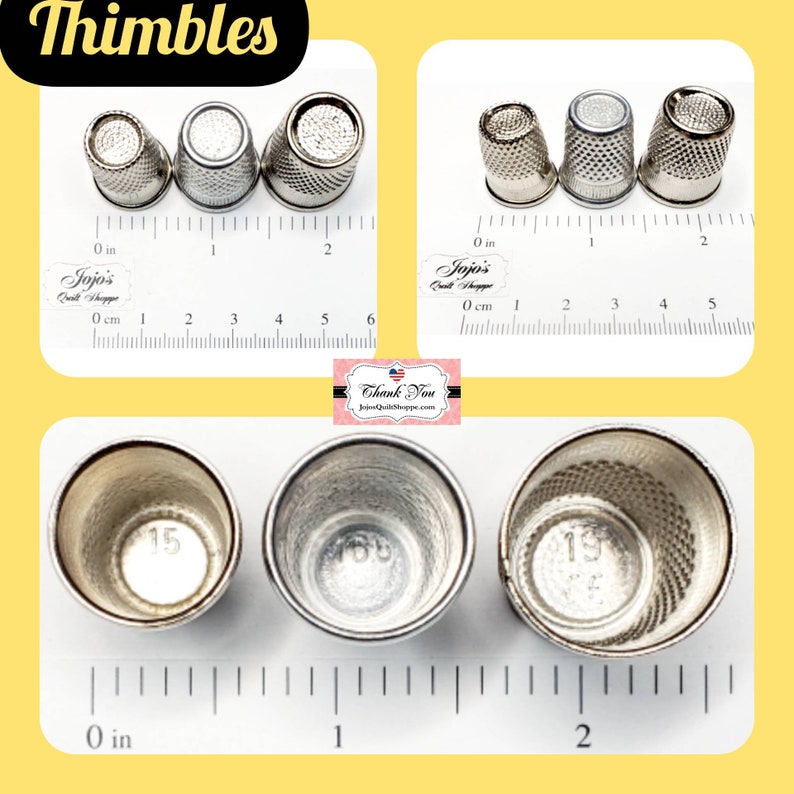 John James Thimble Nickel Plated Sm Aluminum Med/Lg Crimp Top Sizes: Small, Medium, Large, Made in Spain Colonial Needle JJ0635 image 2