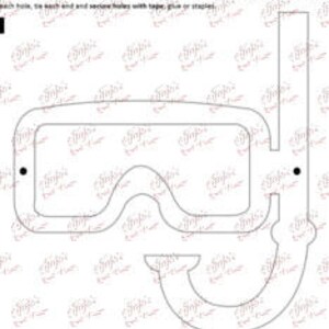 Puede incluir: Plantilla de máscara instantánea imprimible de 8 pulgadas (20,32 cm) para una máscara y un snorkel de buceo. La plantilla es en blanco y negro y se puede utilizar para crear una máscara de papel, tela, plástico, cartón u otros materiales.