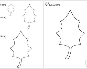 One Dollar Adobe PDF Download then Unlimited Print! SHAPES-Leaf_2   2", 4", 6", 8" Trace, Template, Guide, Color, Cut-out