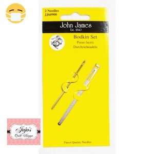 John James Bodkin Set, Round Point and Flat Threader #JJ60900, Draw elastic, cording or twine through tubing and casings easily.
