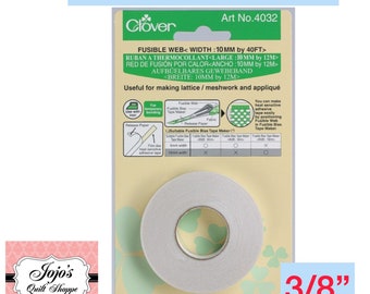Clover 10mm (.40”inch) 2 two-sided adhesive for cuffs hems, trims, belts or Bias+ Washable and DryCleanable,No-Sew Fabric, Fusible Bond 4032