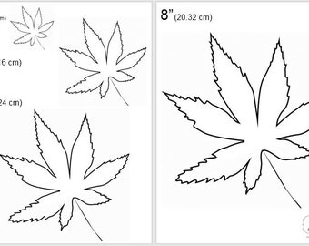 One Dollar Adobe PDF Download then Unlimited Print! SHAPES-Marijuana Leaf 2", 4", 6", 8" Trace, Template, Guide, Color, Cut-out