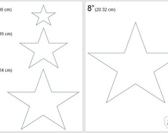 One Dollar Adobe PDF Download then Unlimited Print! SHAPES-Stars 2", 4", 6", 8" Trace, Template, Guide, Color, Cut-out