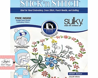 Stick N Stitch, Print or Copy 8.5” x 11”, Self Adhesive, Water Rinse Stabilizer,Twelve Sheets,Lead Free,acid free, #459 02 Sulky Fabri-Solvy