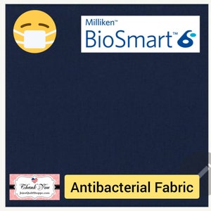 BioSmart Antimicrobial Cloth Fabric for Medical Shirts, Pants, Beanies, Face Masks, Bedsheets, Sheets in Navy, 60&quot;-62&quot; wide USA Fabric