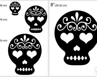 One Dollar Adobe PDF Download then Unlimited Print! SHAPES-Skull_1_Blackout, 2", 4", 6", 8" Trace, Template, Guide, Color, Cut-out