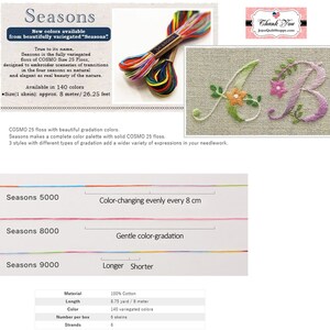 Cosmo Lecien Seasons 8000s Variegated EmbroideryNo.25 Floss/Thread 8.75 yards 8 meters 6 strand skein, Tie-Dye, Marbled 8071-8080 image 2