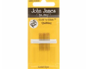 Quilting Needles, Gold 'n Glide, Size 10 by John James sku# JJEG 12010 Made in England, Colonial Needle
