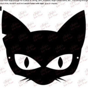 Peut inclure: Modèle de masque de chat noir, 20,32 cm de diamètre. Instructions pour la fabrication du masque incluses.