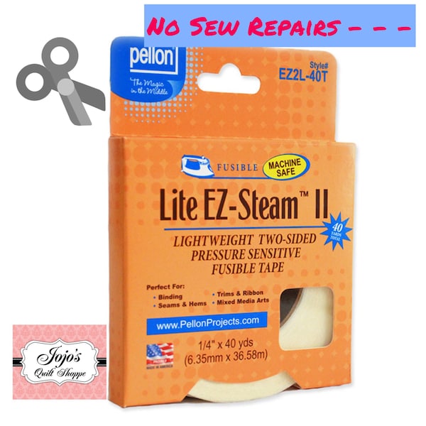 Pellon EZ Steam 2 two-sided adhesive for cuffs hems, trims, belts + Washable and DryCleanable IronOn Stitch,No-Sew Fabric, Fusible Bond 4031