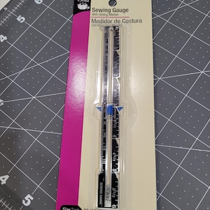 Sewing Gauge 6" inch ruler with Sliding Gauge for Tucks, Pleats, Scallops, Circles, Buttons etc.  C79 Dritz Collins, Made in Canada