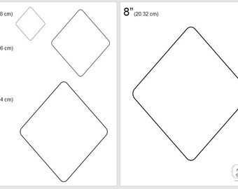 One Dollar Adobe PDF Download then Unlimited Print! SHAPES-Deck of Card_Diamonds   2", 4", 6", 8" Trace, Template, Guide, Color, Cut-out