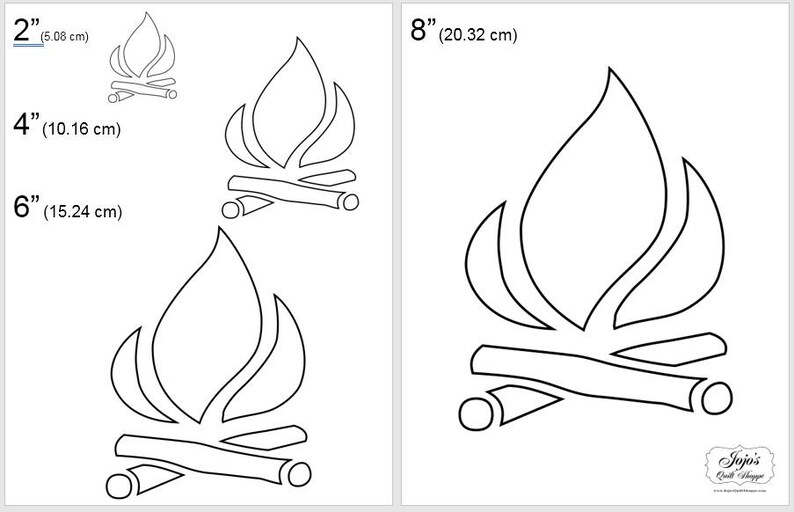 One Dollar Adobe PDF Download then Unlimited Print SHAPES-Campfire 2, 4, 6, 8 Trace, Template, Guide, Color, Cut-out image 1