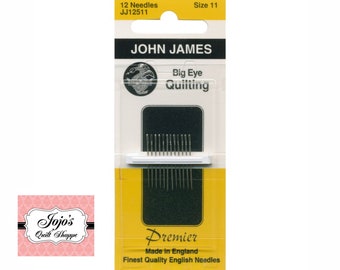 Hand Sewing, 12 Quilting Needles , Big Eye , Needle Size 11 sku JJ125 11 John James /The Colonial Needle Made in England