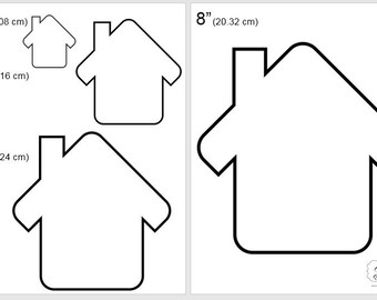 One Dollar Adobe PDF Download then Unlimited Print! SHAPES-House_5  2", 4", 6", 8" Trace, Template, Guide, Color, Cut-out