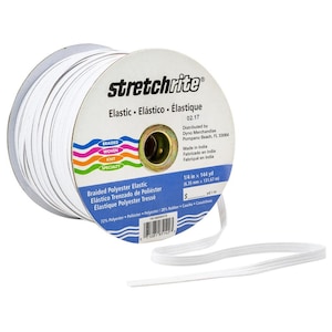 Thin White Flat Elastic 6.3 mm (1/4 Elastic) in 1-Yard Increment, Singer, Stretchrite Elastic .25&quot; inch  Durable Elastic