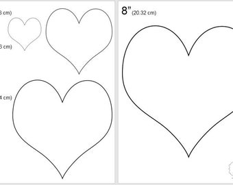 One Dollar Adobe PDF Download then Unlimited Print! SHAPES-Deck of Card_Hearts   2", 4", 6", 8" Trace, Template, Guide, Color, Cut-out