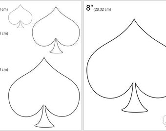 One Dollar Adobe PDF Download then Unlimited Print! SHAPES-Deck of Card_Spades   2", 4", 6", 8" Trace, Template, Guide, Color, Cut-out