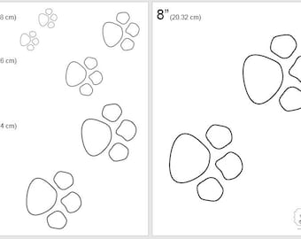 One Dollar Adobe PDF Download then Unlimited Print! SHAPES-Animal_Paws   2", 4", 6", 8" Trace, Template, Guide, Color, Cut-out