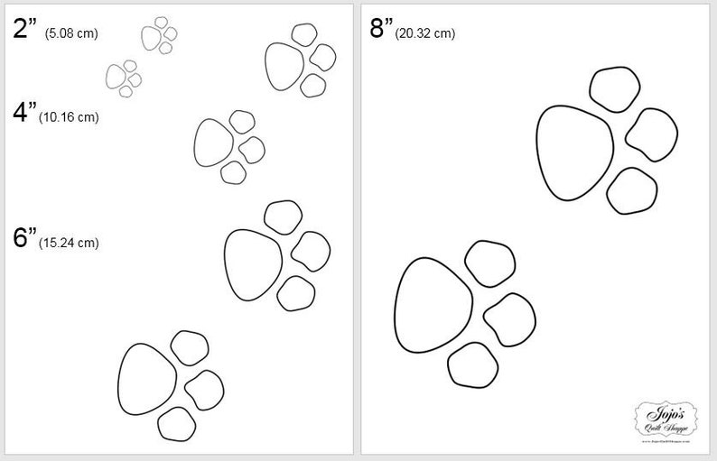 One Dollar Adobe PDF Download then Unlimited Print SHAPES-Animal_Paws 2, 4, 6, 8 Trace, Template, Guide, Color, Cut-out image 1