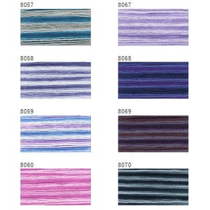 Cosmo Lecien Seasons 8000s Variegated EmbroideryNo.25 Floss/Thread 8.75 yards 8 meters 6 strand skein, Tie-Dye, Marbled 8071-8080 image 4