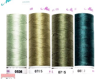 Mettler Silk-Finish 50wt Premium Cotton Mercerized Quilting Sewing Thread 164yd/150M Solid color Greens Set of 4