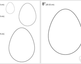Easter One Dollar Adobe PDF Download then Unlimited Print! SHAPES-Eggs   2", 4", 6", 8" Trace,Template,Guide,Color-Cutout-Sew-Embroider