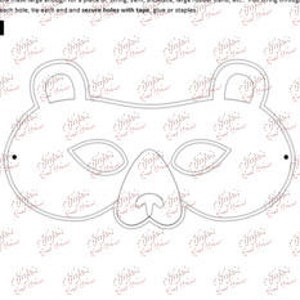 One Dollar Adobe PDF Download and Unlimited Print! MASK-Bear_1 Halloween   8" Trace, Template, Guide, Color, Cut-out, Applique, Silhouette