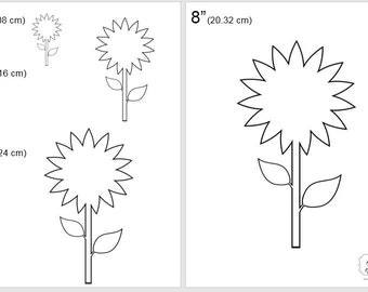 One Dollar Adobe PDF Download then Unlimited Print! SHAPES-Flower_Stem_5   2", 4", 6", 8" Trace, Template, Guide, Color, Cut-out