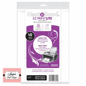 Heat and Bond EZ Print IronOnLite, Inkjet Print on 8.5&quot; in. x 11&quot; in. IronOn, Sewable IronOn Lightweight fabric SKU3358 Made in USA