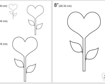 One Dollar Adobe PDF Download then Unlimited Print! SHAPES-Flower_Stem_2   2", 4", 6", 8" Trace, Template, Guide, Color, Cut-out