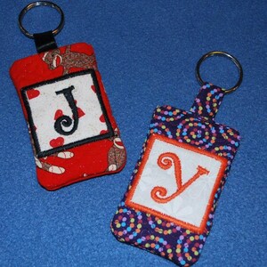 Handmade Quilted Keychain with Pocket Personalized Monogram CHOOSE STYLE image 2