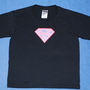 Super Girl S Symbol Super Hero Emblem Applique Embroidered T shirt Youth Size S-XL by lady v boutique