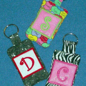 Handmade Quilted Keychain with Pocket Personalized Monogram CHOOSE STYLE image 4