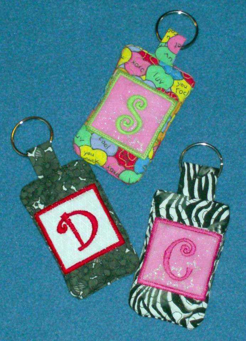 Handmade Quilted Keychain with Pocket Personalized Monogram CHOOSE STYLE image 4