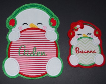 Custom Handmade Snowman boy girl Peeker Christmas Embroidered Applique Sew On Patch Winter includes name or monogram personalization!!