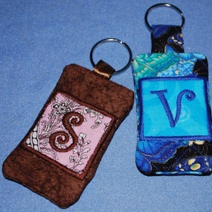 Handmade Quilted Keychain with Pocket Personalized Monogram CHOOSE STYLE image 1