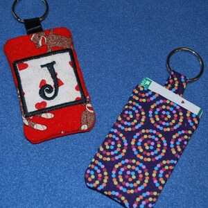 Handmade Quilted Keychain with Pocket Personalized Monogram CHOOSE STYLE image 3