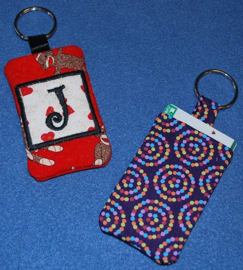 Handmade Quilted Keychain with Pocket Personalized Monogram CHOOSE STYLE image 3