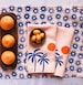 block printed linen napkins. palm sunset on pink.  placemats / tea towels. boho home decor. palm beach. coastal. pink. tropical. preppy. 