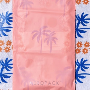 block printed linen napkins. palm sunset on pink.  placemats / image 7