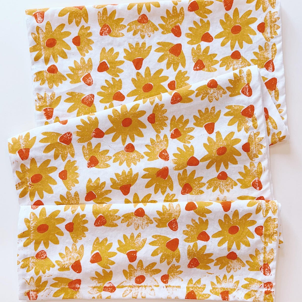 72 inch Coneflower Hand Block Printed Table Runner