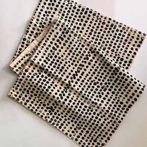 Hand Block Printed Linen Table Runner. Black Pebbles. Organic Eco ...